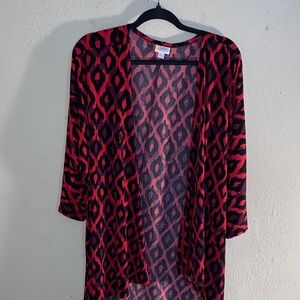 LuLaRoe Pink and Gray Patterned Cardigan